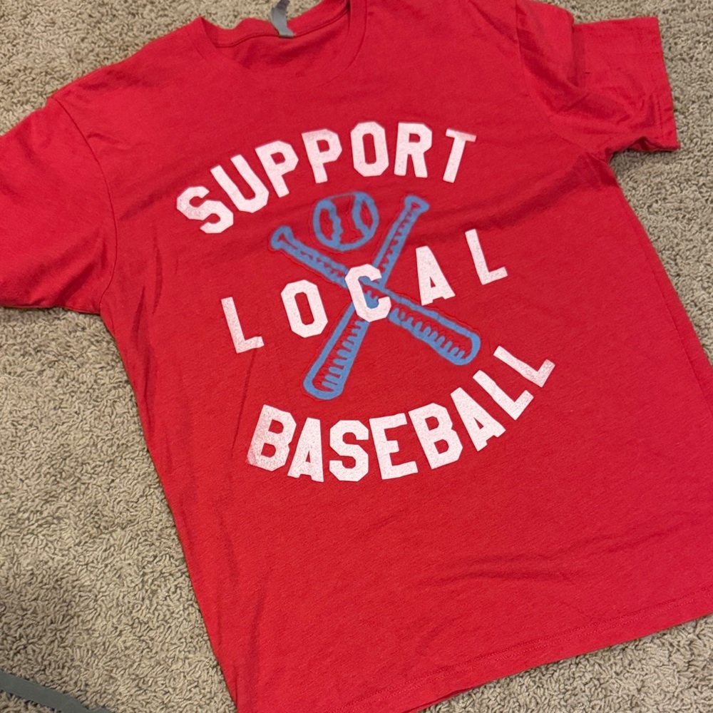 Next Level Apparel Red Support Local Baseball Shirt